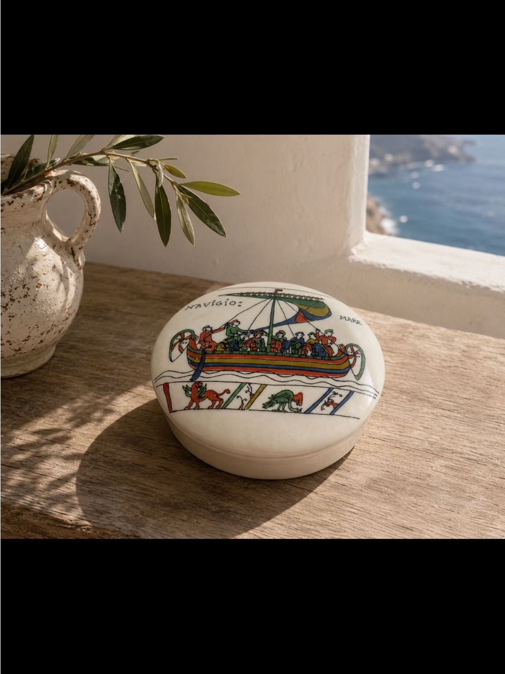 Vintage Limoges Navigio Mare Porcelain Trinket Box ~ Excellent